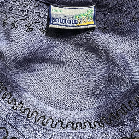 India Boutique Colorful Tie Dye Embroidered 70s Hippie Flowy Tent Dress Free Sz - Picture 8 of 11